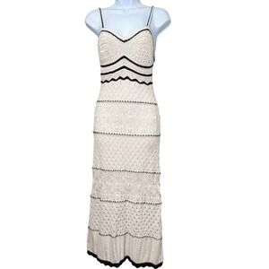 Ivory Crochet Maxi Dress Small Y2K Coastal Festival Boho Indie Beach Babydoll
